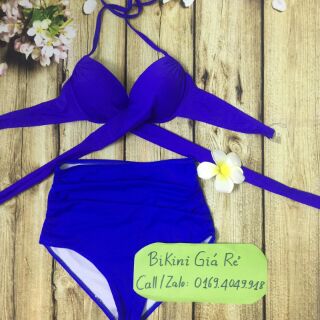 Bikini cạp cao nhún xanh