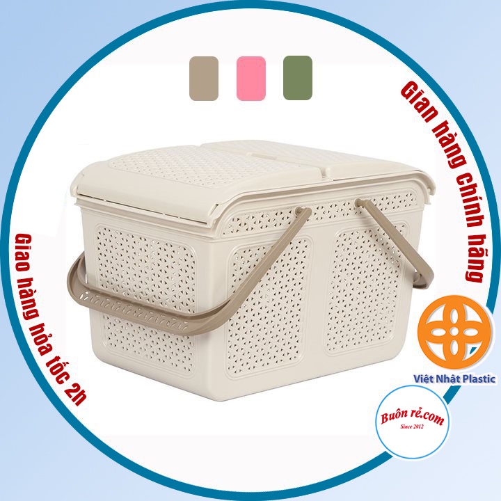 Làn nhựa nắp mây quai xách Việt Nhật cho mẹ và bé màu sắc nhã nhặn 2604