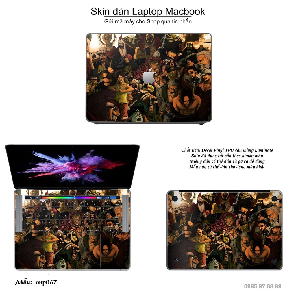 Skin dán Macbook mẫu One Piece (đã cắt sẵn, inbox mã máy cho shop)