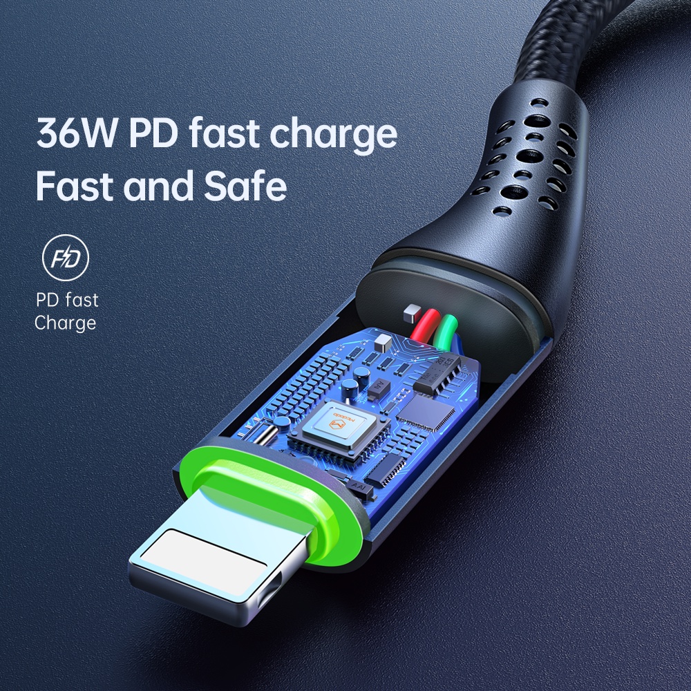 Dây cáp sạc MCDODO đầu type C l 36w cho iP 14 13 12 11 por max xs x 8 7 6 plus ca-736