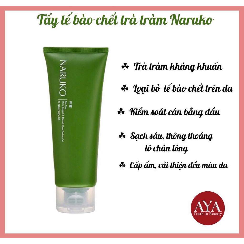 ( BẢN ĐÀI ) GEL TẨY TẾ BÀO CHẾT NARUKO TRÀ TRÀM TEA TREE SHINE CONTROL AND BLEMISH CLEAR PEELING GEL 120ML