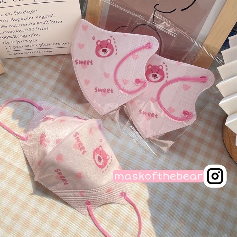 Khẩu trang 3d in hình người lớn 5 cái x mask of the bear