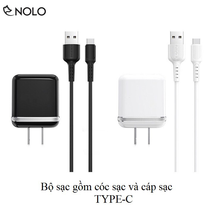 Cốc Củ Sạc 2 USB BA25 Có Kèm Cáp Sạc 2.4A Chui Microusb Lightning Iphone Và Type C Dây Dài 100cm