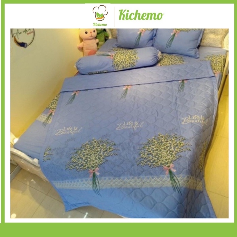 Bộ Chăn Ga Gối 5 Món Cotton Polly đủ màu, đủ size, ga giường miễn phí bo chun