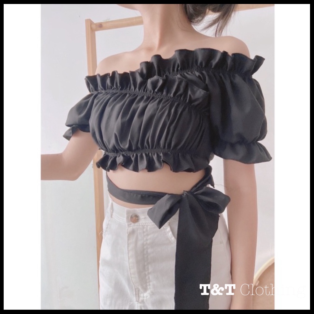 ÁO VOAN CROPTOP BUỘC EO | Áo kiểu nữ đẹp style Châu Âu  - AK0016 | 23tshop