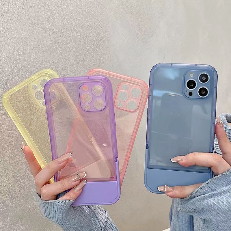 Ốp Điện Thoại Mềm Màu Trơn Cao Cấp Chống Rơi Vỡ Có Giá Đỡ Vô Hình Cho iphone14 Pro Max 13Promax12 Pro Max 11Pro Max XS Max