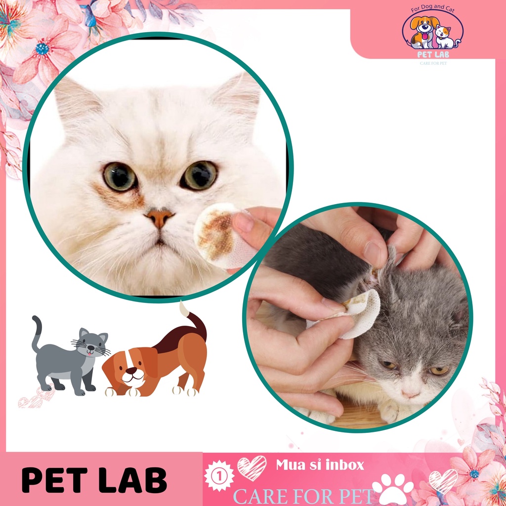 Khăn lau mắt/lau tai chó mèo, vệ sinh tai, mắt chó mèo