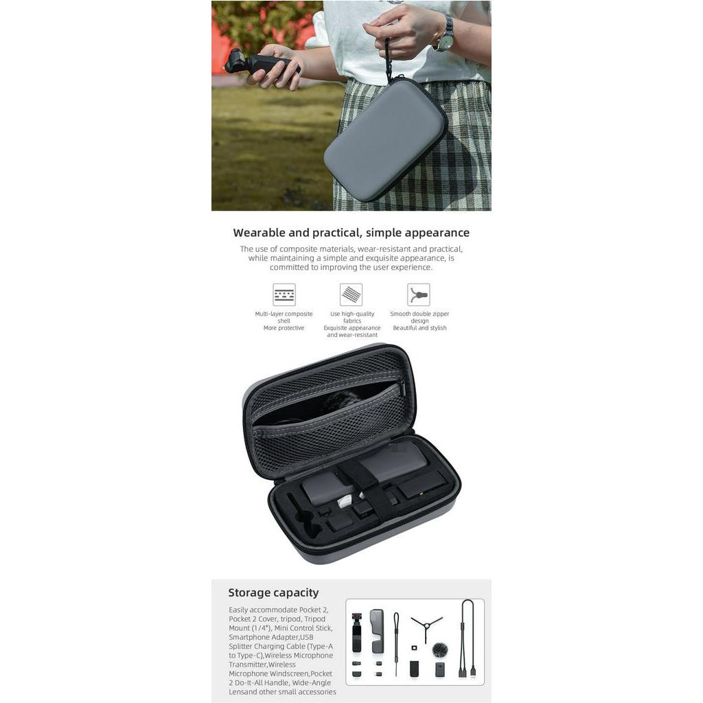 Túi Đựng Bảo Vệ Máy Ảnh DJI Pocket 2 Mini Bằng PU EVA Cứng Chống Thấm Nước