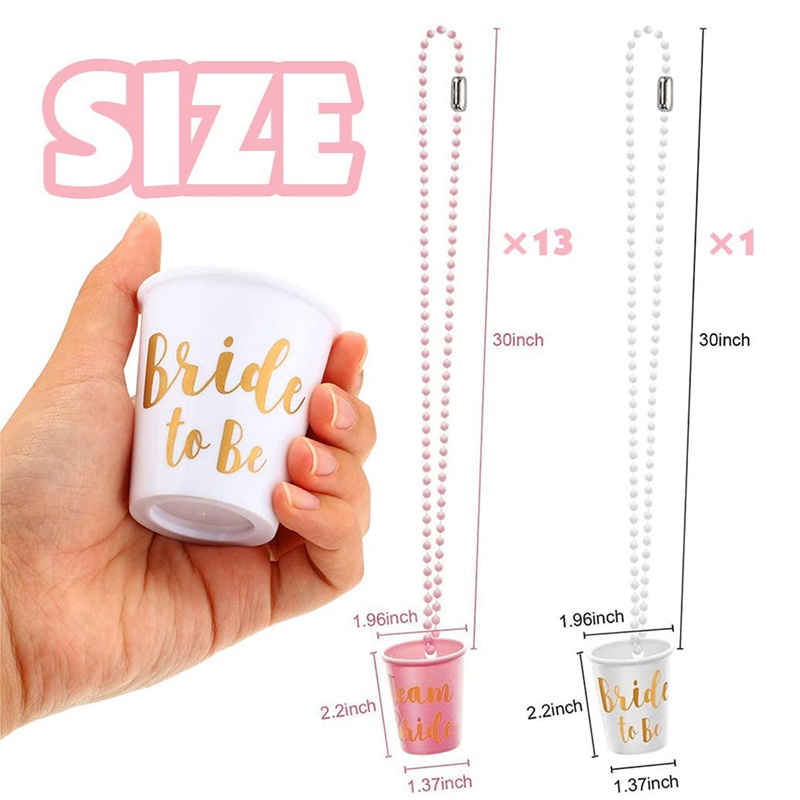 Set 14 Cốc Thủy Tinh Kèm Dây Xích Treo Cho Cô Dâu Trong Tiệc Độc Thân