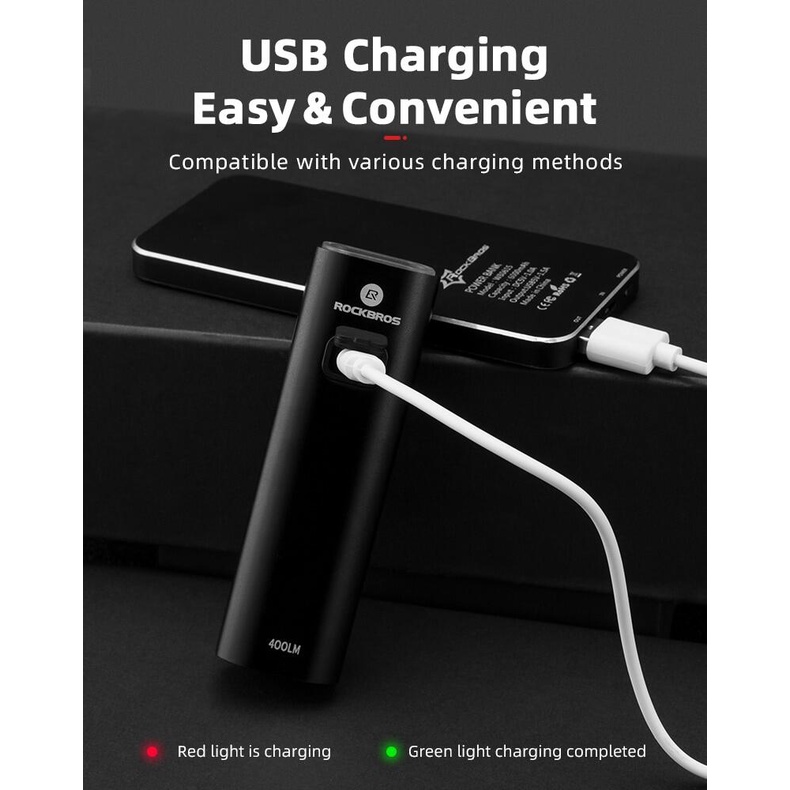 Đèn pha ROCKBROS sạc USB chống nước cho xe đạp leo núi