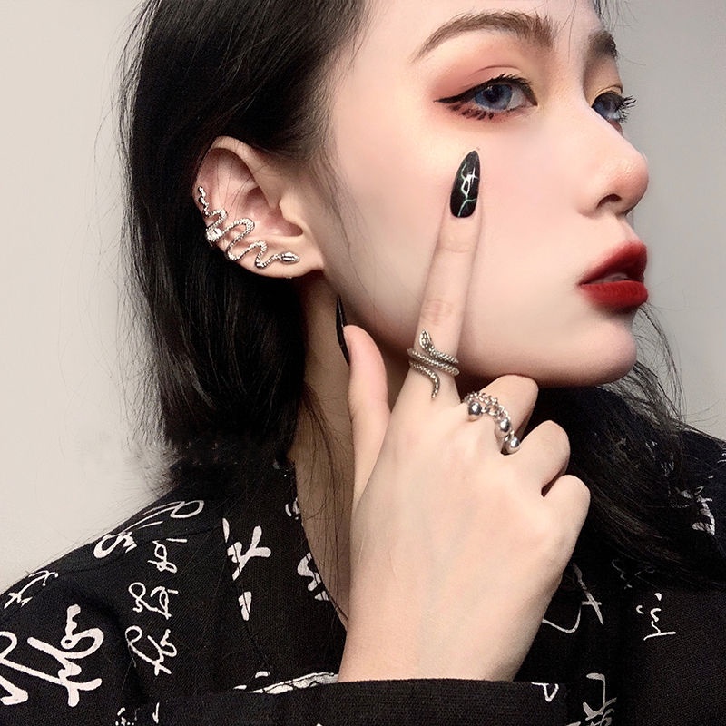 Khuyên Kẹp Vành Tai Không Xỏ Hình Rắn Phong Cách Punk Hip Hop Thời Trang Hàn Quốc Cho Nam Và Nữ