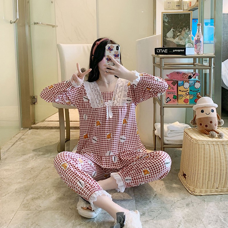 Bộ ngủ dài tay pijama nữ chất cotton cao cấp dễ thương DT88 | WebRaoVat - webraovat.net.vn