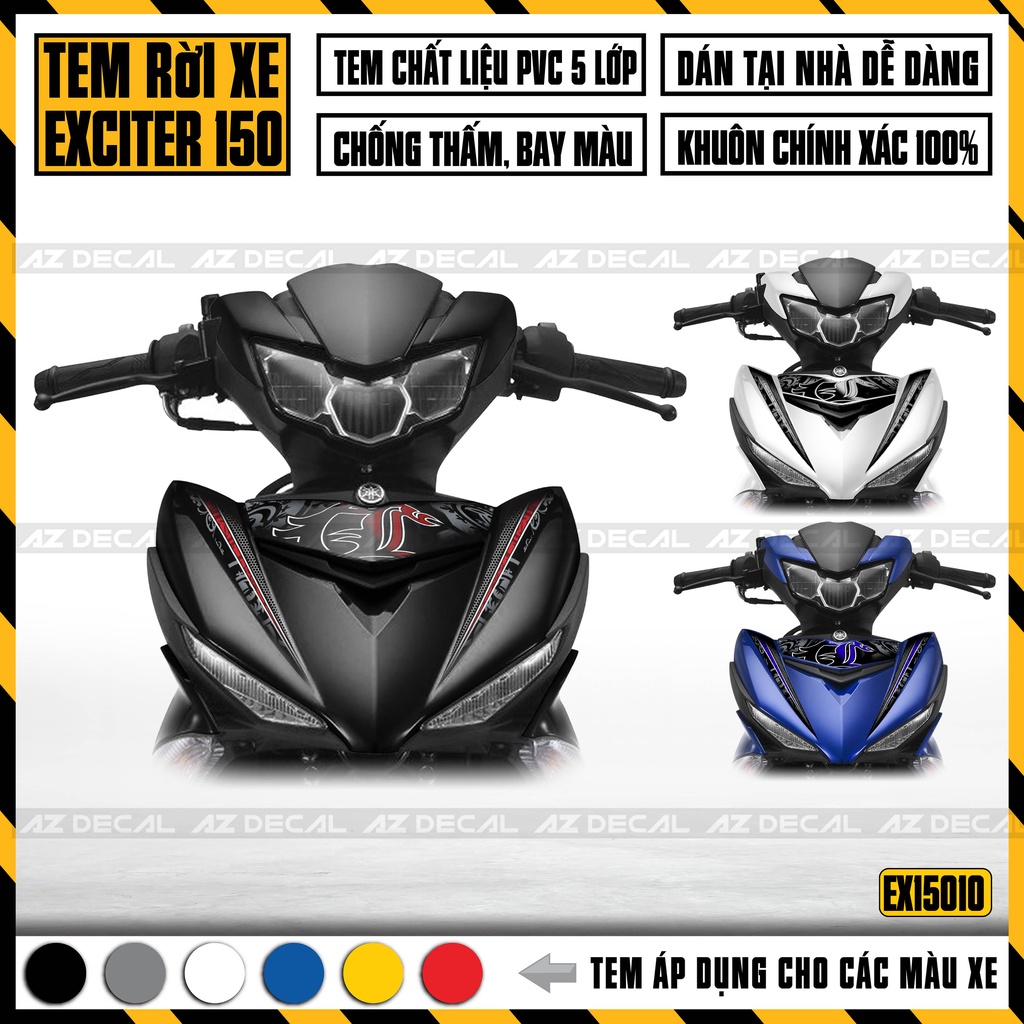 Tem Exciter 150 Thiết Kế Họa Tiết | EX15010 | Team Decal Dán Xe Máy Ex150 Cao Cấp Chống Nước, Chống Bay Màu