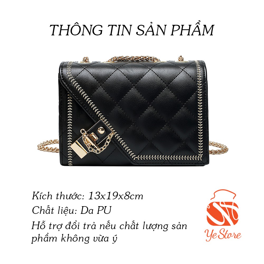 Túi Xách Nữ Đeo Chéo Khóa Chéo Ye Store Thời Trang Hàn Quốc Cao Cấp - Túi Nữ Công Sở Và Đi Chơi Đẹp Màu Đen Trắng Da PU