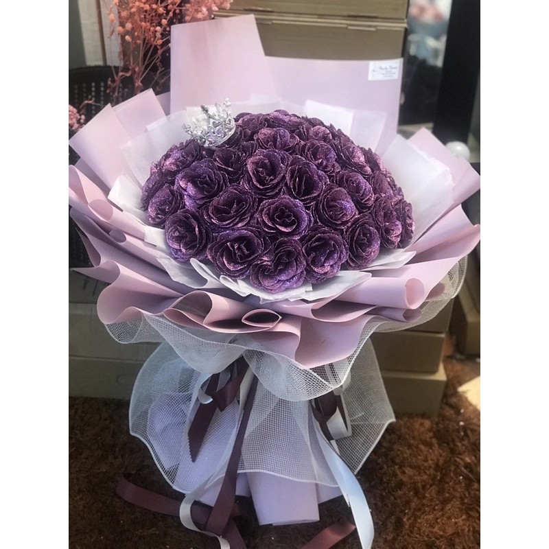 [Quà Valentine - Hot] Bó hoa Nhũ vĩnh cửu 50 bông siêu to. Khách HN đặt qua Nowship nhận hàng sau 1-2h