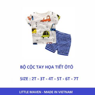 [MÃ MSNH05 GIẢM 5K] Bộ quần áo trẻ em Little Maven Họa Tiết Ô tô