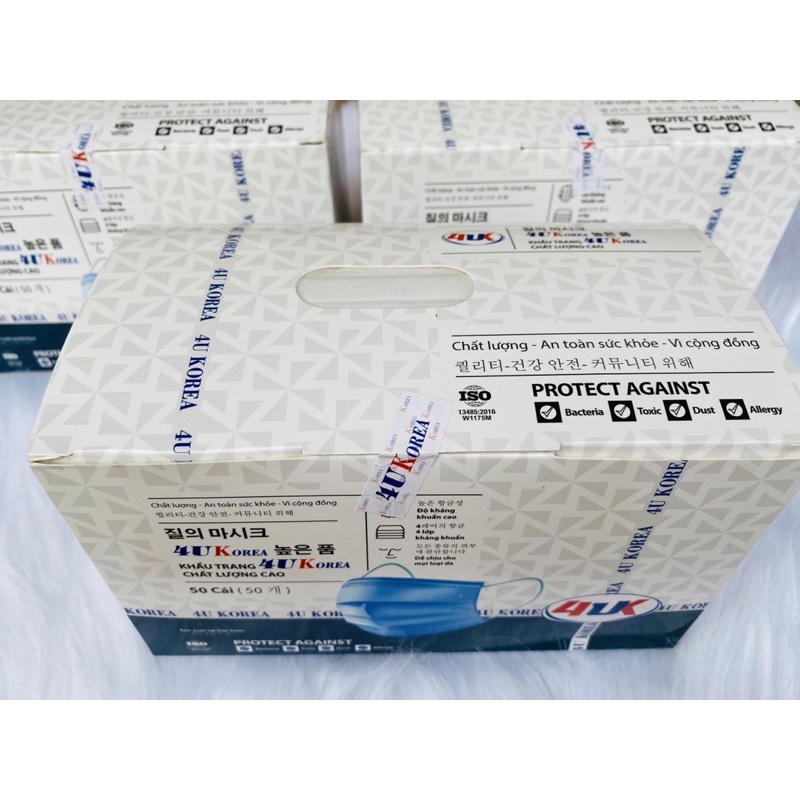 [HCM]Giá xưởng sỉ 1 thùng 50 hộp khẩu trang y tế 4 lớp kháng khuẩn 4uk tiêu chuẩn Hàn Quốc (50 cái/hộp)