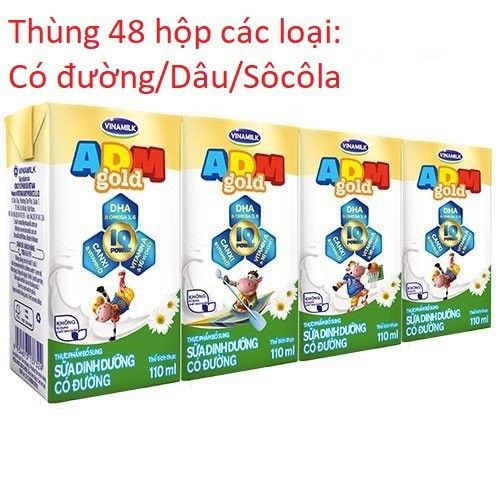 Sữa tiệt trùng Vinamilk ADM Gold có đường/ Dâu/ Sôcôla 110ml