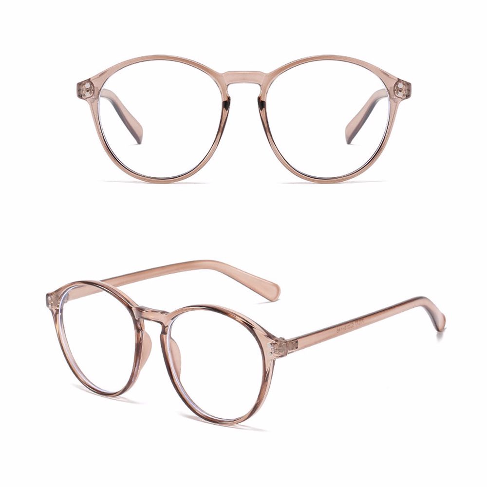 Kính Bảo Hộ Trong Suốt Chống Tia Sáng Xanh Gọng Tròn Họa Tiết Da Báo Phong Cách Retro Hàn Quốc Sự Bảo Vệ