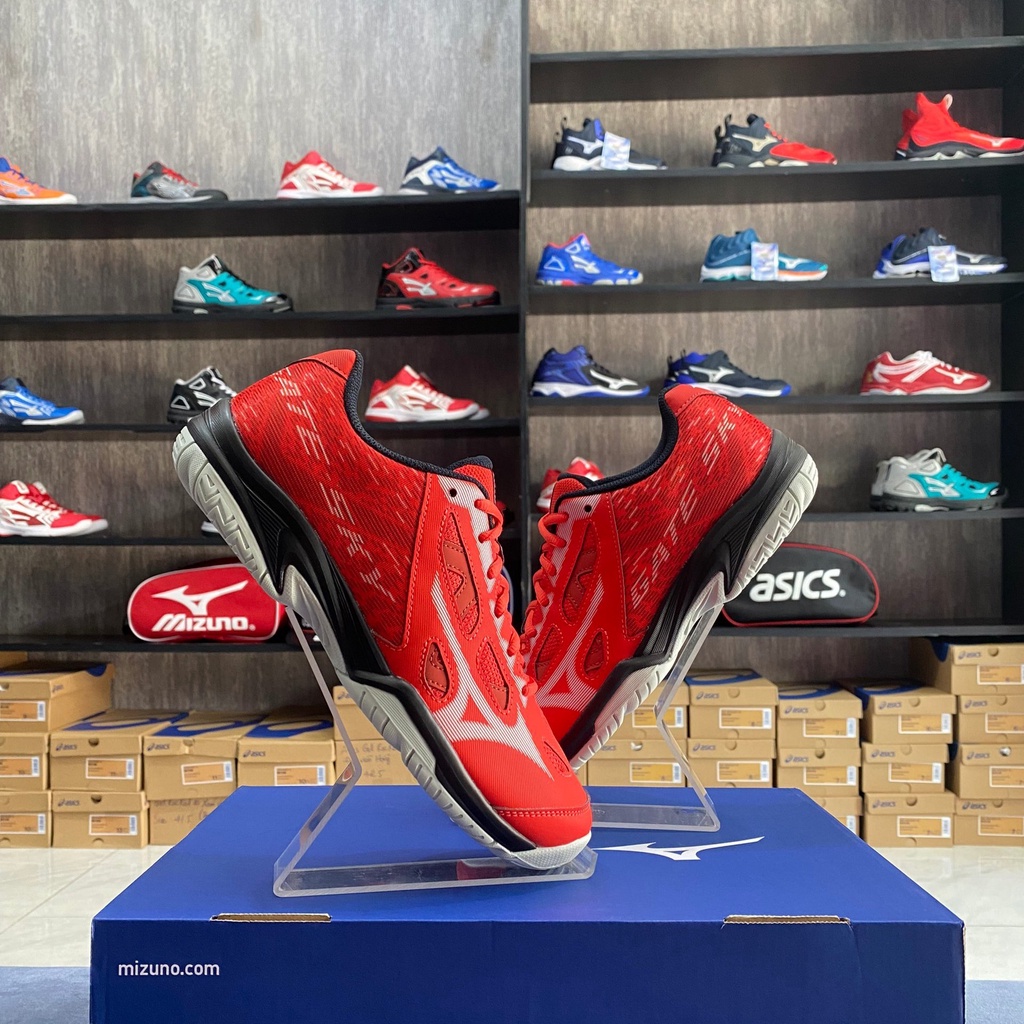 Giày Mizuno Gate Sky Plus Đỏ - Giày Cầu Lông, Bóng Chuyền lót đệm rời, dày, thông khí, hút ẩm tốt, đế cao su bám sàn tốt