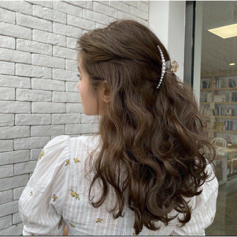 Kẹp Tóc, bấu tóc càng cua đính ngọc trai nhân tạo thanh lịch theo phong cách Hàn quốc 9cm