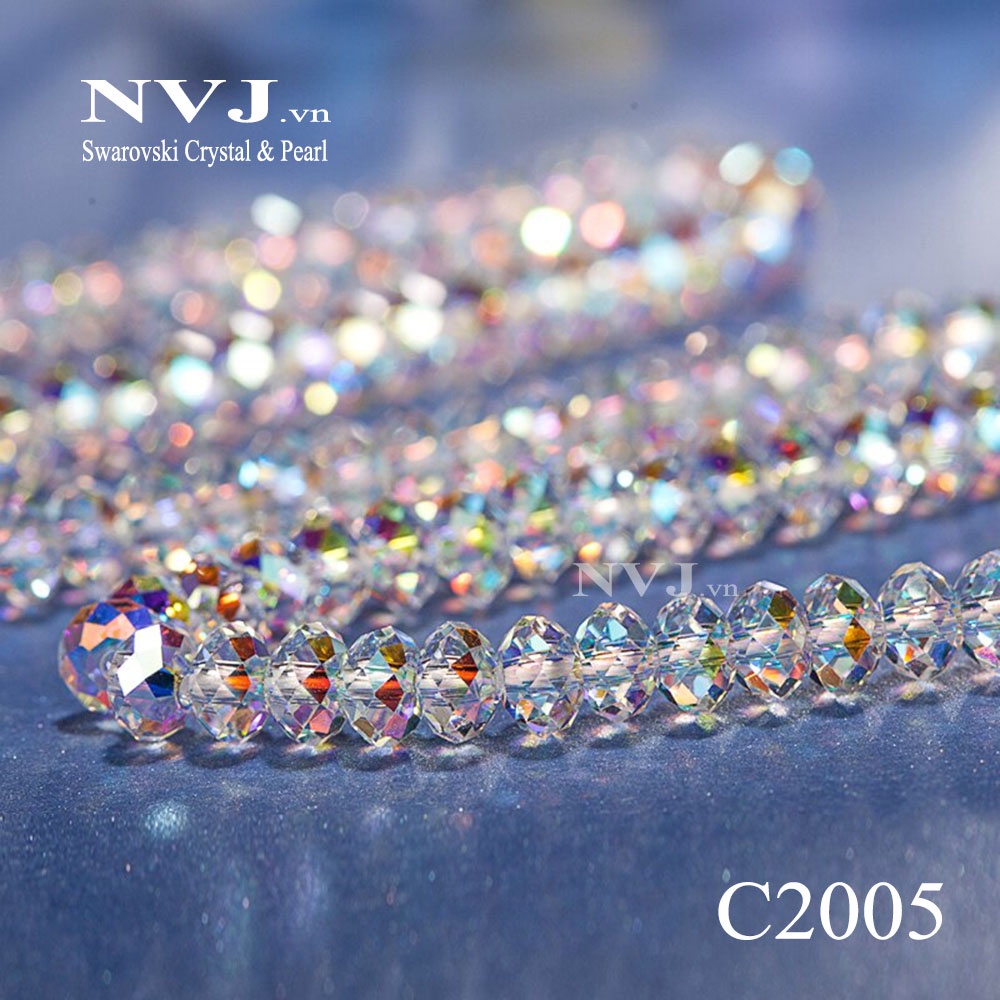 Vòng cổ hạt bánh cam 6ly pha lê Swarovski briolette 5040 001AB - PhaleAo, trang sức NVJ