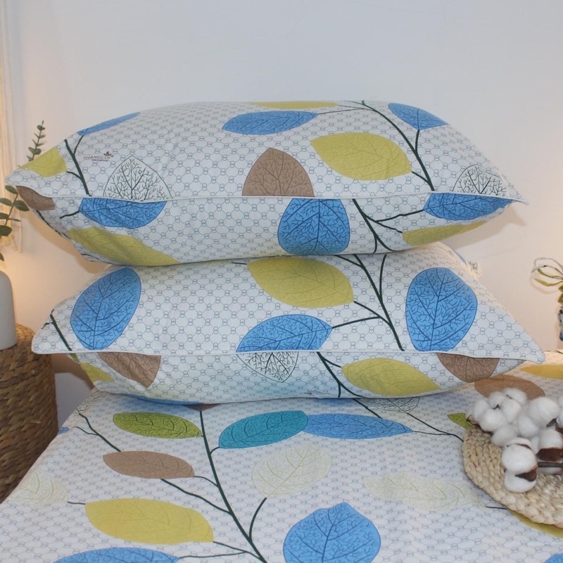 Bộ ga cotton Thắng Lợi, ga giường IN LOGO (4 món) LÁ NGỌC