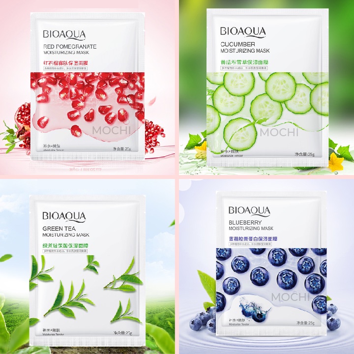 Mặt Nạ Trái Cây 8 Vị Bioaqua Dưỡng Trắng Da l Cấp Ẩm l Giảm Mụn Mask Giấy Đắp Mặt Nội Địa Trung MOCHI SHOP Trà xanh