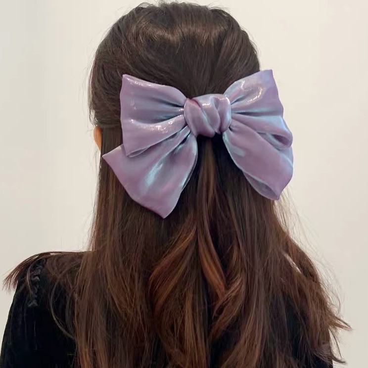 Kẹp Tóc Hình Nơ Vải Satin Lấp Lánh Thời Trang Hàn Quốc
