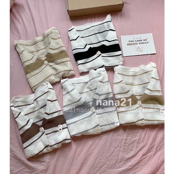 Áo cardigan mỏng kẻ ngang