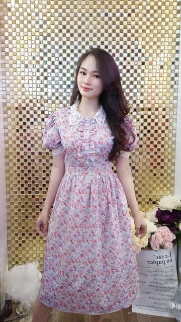Đầm hoa vintage thêu