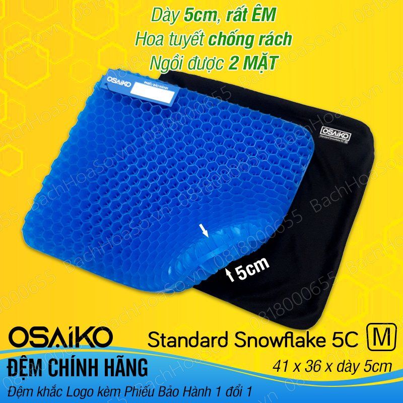 Nệm lót ngồi bệt, Đệm lót ghế ngồi giảm đau mỏi mông dày 5cm OSAIKO Standard Snowflake 5C - Bách Hóa Số