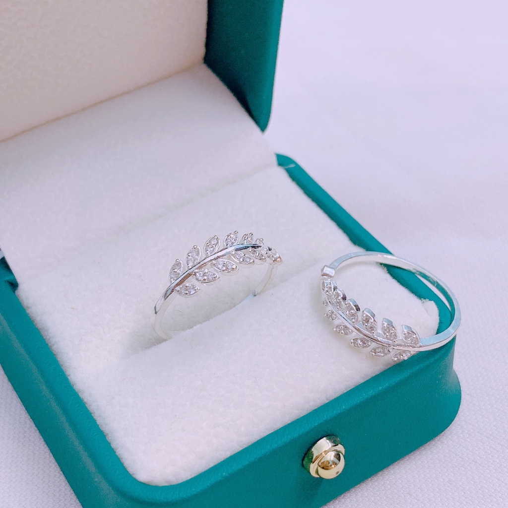 Nhẫn nữ bạc giá rẻ nhẫn lá bạc ta xinh xắn dạng hở vừa mọi ngón tay - Kho sỉ bạc Nhất Linh