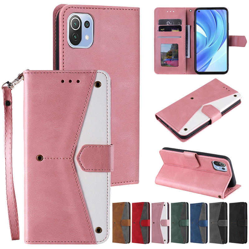 Fashion Casing Xiaomi Redmi Note 10 Pro Lite K40 Poco X3 NFC Stitching Phone Case Lanyard Design Folding Card Slot Photoframe Leather Wallet