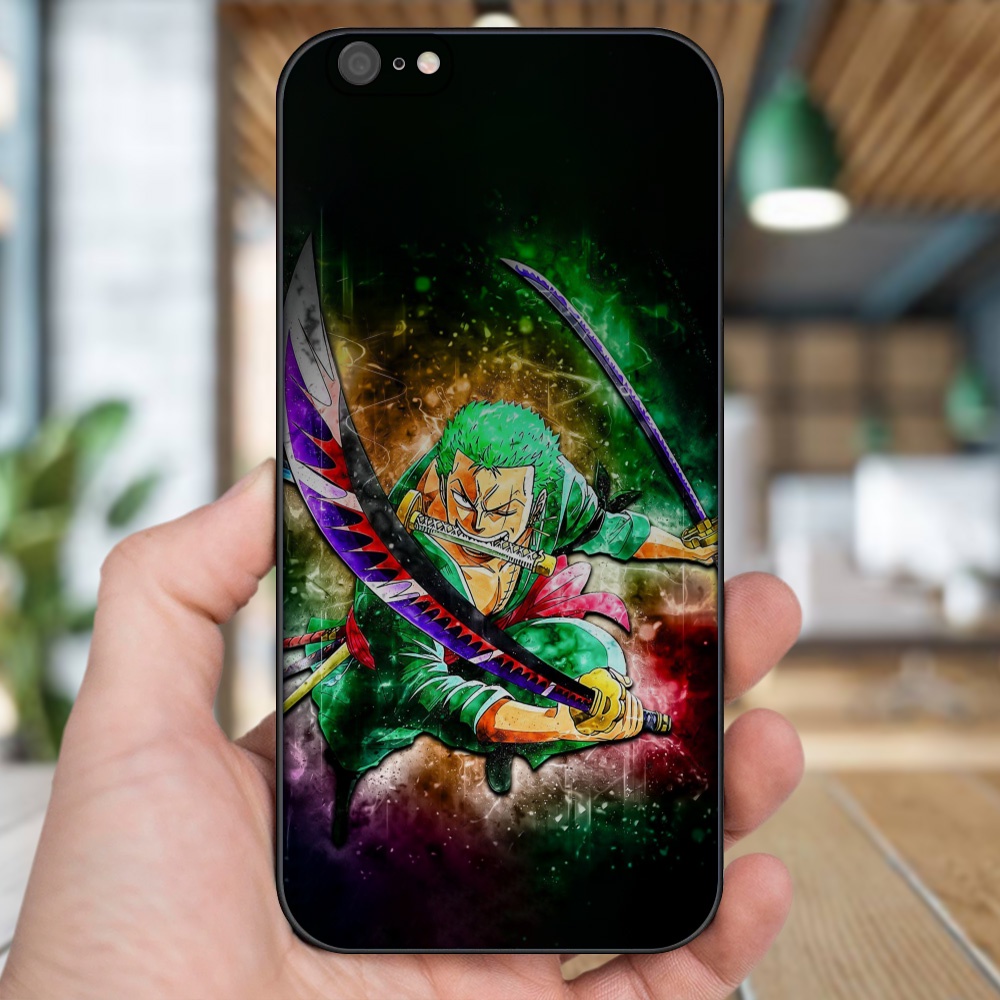Ốp lưng iPhone 6 Plus, 6s Plus dẻo đen cạnh vuông in hình Zoro One Piece