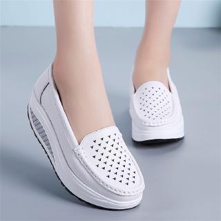 Giày Lười Nữ Đế Độn Cá Tính Da PU