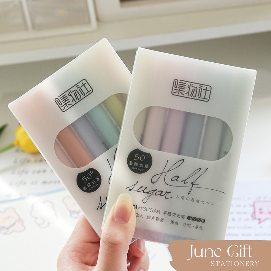 Set 6 bút highlight pastel Half sugar đánh dấu nội dung bài học