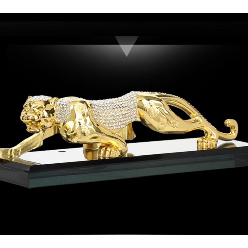 Lọ đựng nước hoa trang trí xe hơi đính đá hình con báo 19.5x5.5x5.5cm,,,