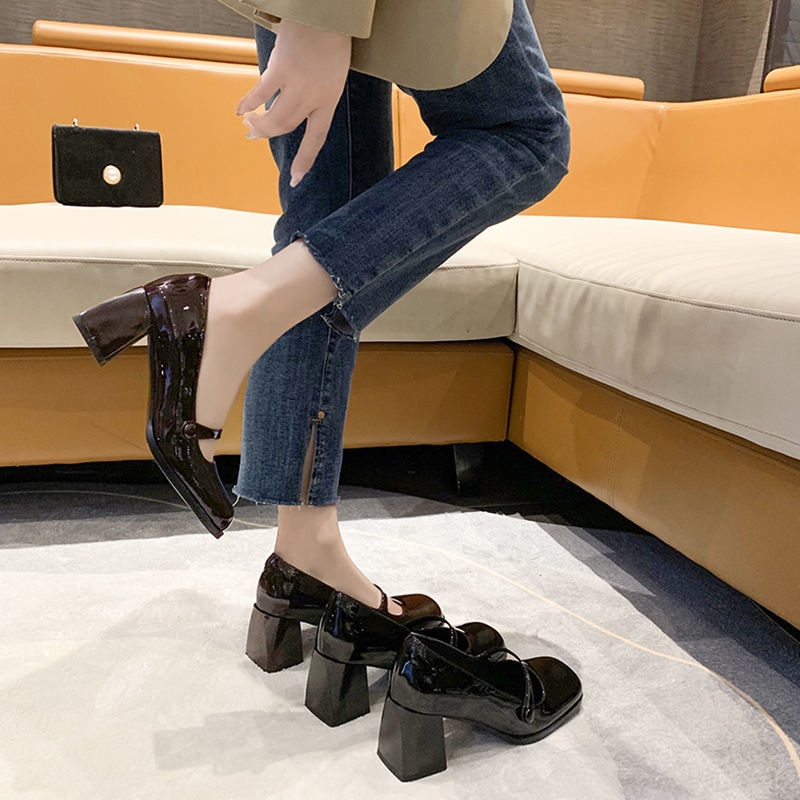 Giày cao gót Mary Jane Giày Cao Gót Thiết Kế Mới Thời Trang Mùa Xuân Theo Phong Cách Pháp