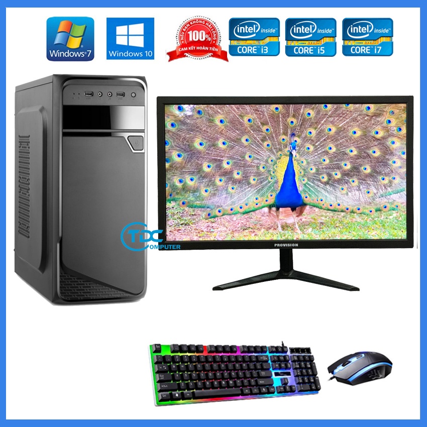 Bộ máy tính để bàn PC Gaming+Màn hình 24 inch Provision Cấu hình core i3, i5,i7 Ram 8GB,SSD 240GB + Quà Tặng phím chuột