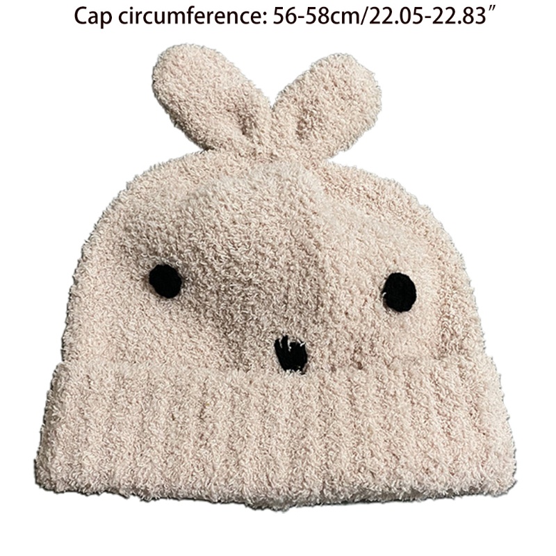 Mũ Beanie Dệt Kim Phối Tai Thỏ Dễ Thương Thời Trang Mùa Đông Năm 2021 Cho Bạn Gái