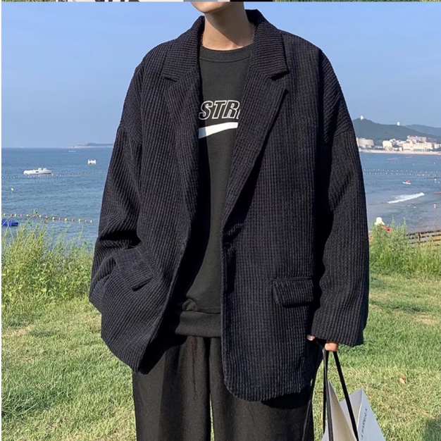 ♞AFF LIGA♞ Áo Khoác Blazer Dáng Rộng Màu Sắc Đơn Giản Phong Cách Hàn Quốc Cho Nam Giới