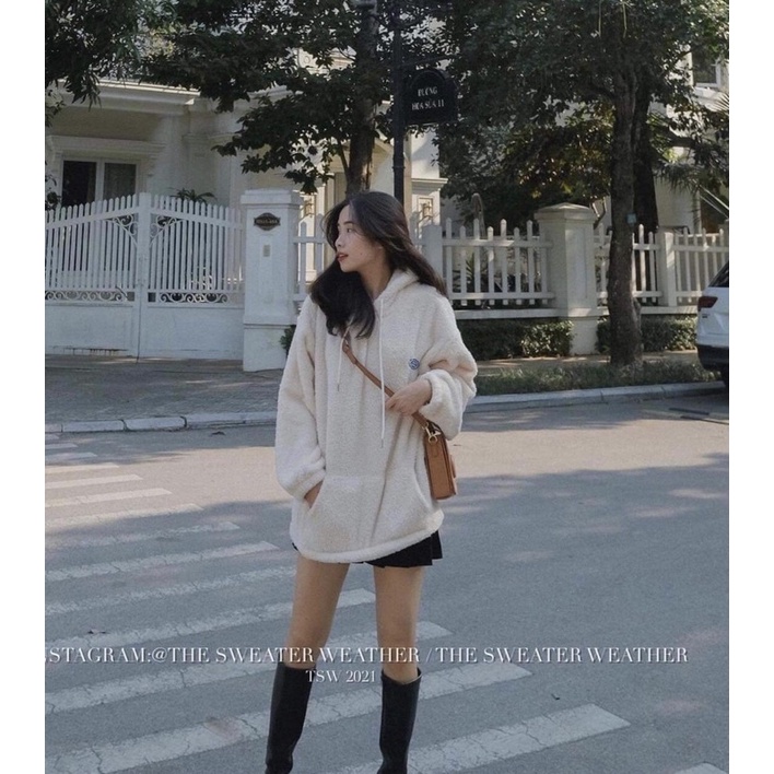Áo hoodie lông thêu logo Nữ [ Freeship]🌸 Jacket from rộng có mũ Ullzang 🌸 | BigBuy360 - bigbuy360.vn