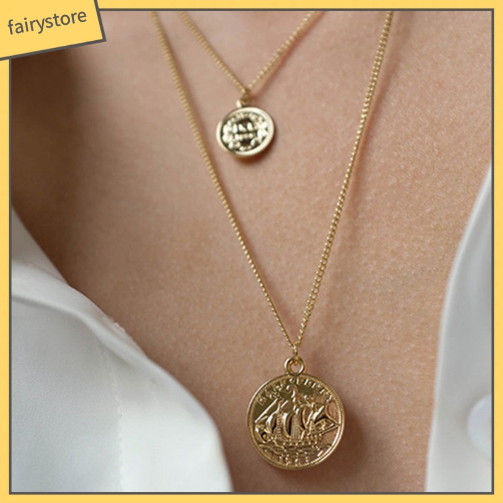 Dây chuyền hợp kim 3 vòng mặt hình tròn đẹp mắt