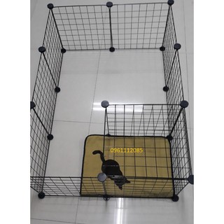 chuồng chó mèo lắp ghép tiện dụng combo 12 miếng lưới sắt kèm nhựa 35.35cm