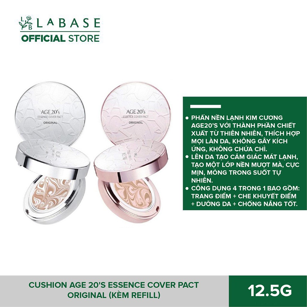 Phấn Nền Lạnh Kim Cương Age 20's Essence Cover Pact Original SPF 50+/PA+++ Diamond Edition (12.5g Kèm Refill) | BigBuy360 - bigbuy360.vn