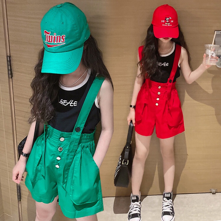 Thời trang mùa hè Hàn Quốc Suit vest + quần lửng hai mảnh set đồ giản dị xu hướng hoang dã quần áo trẻ em bé gái 6-7 tuổi 7-8-9 tuổi 8-9-10 tuổi 10-11-12 tuổi 11-12-13tuổi 14-15 tuổi