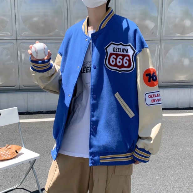 Áo khoác bóng chày form rộng phong cách Hàn Quốc cá tính dành cho nam