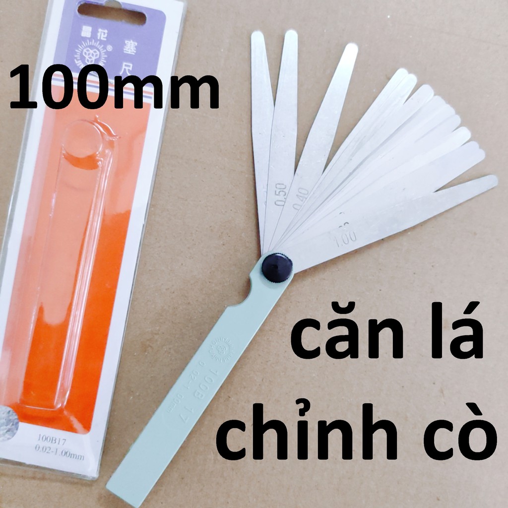 Thước đo khe hở 100mm, căn lá dài 100 , đo từ 0.02mm-1.00mm, chỉnh cò xe máy