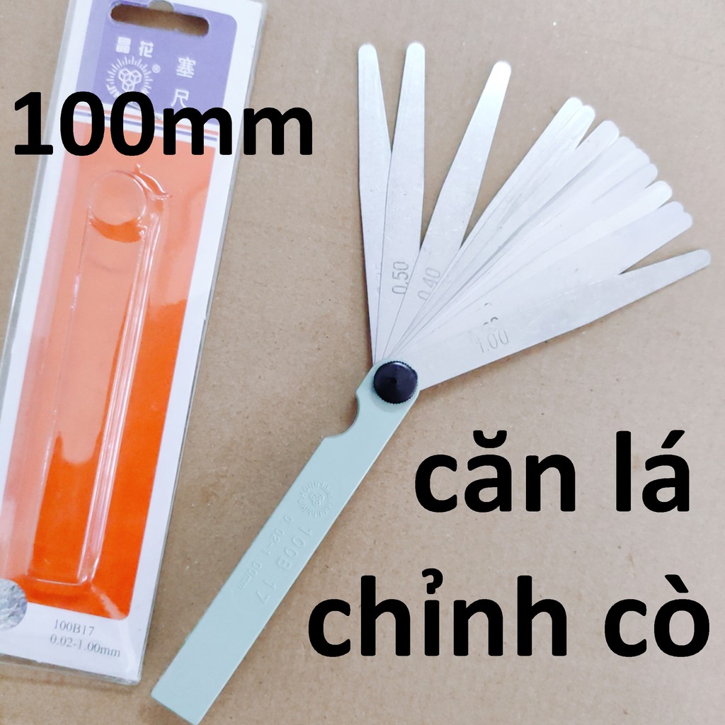 Thước đo khe hở 100-200mm, căn lá dài 100-200mm , đo từ 0.02mm-1.00mm, chỉnh cò xe máy